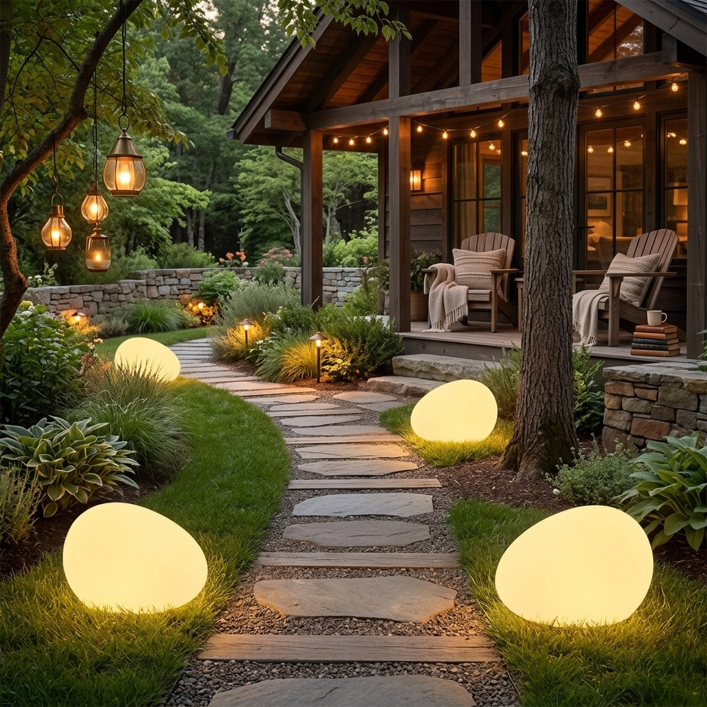 CobblestoneGlow | Elegant Weather-Resistant Solar Garden Light Outdoor
