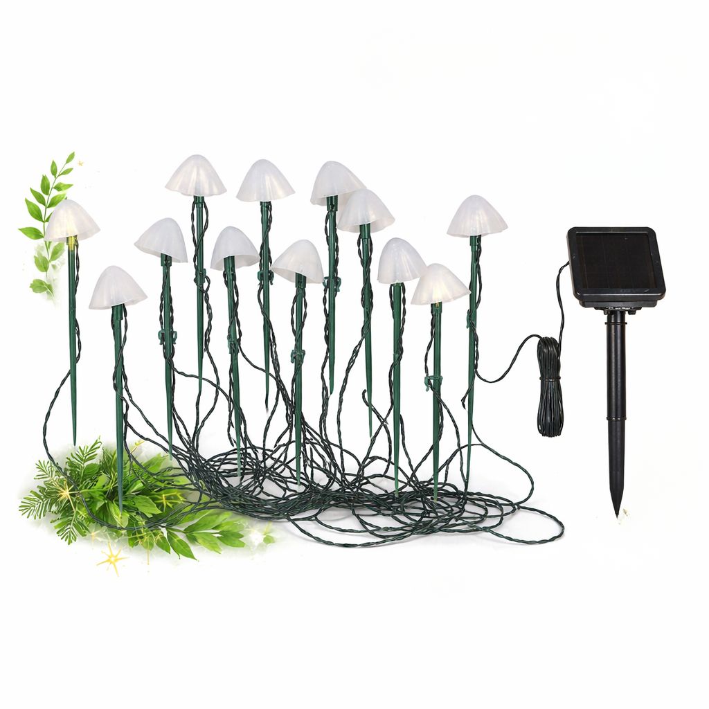 MushroomGlow | Charming Solar Stake Lights for Garden Illumination