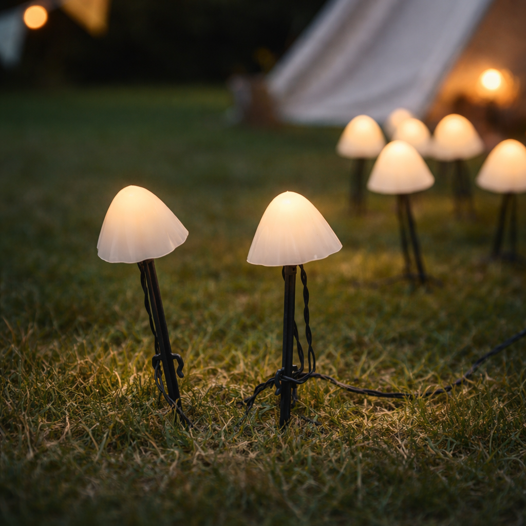 MushroomGlow | Charming Solar Stake Lights for Garden Illumination