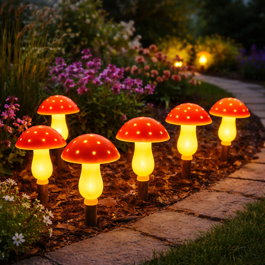 LumosMushrooms | Whimsical Solar Garden Lights Set with Dusk Sensor