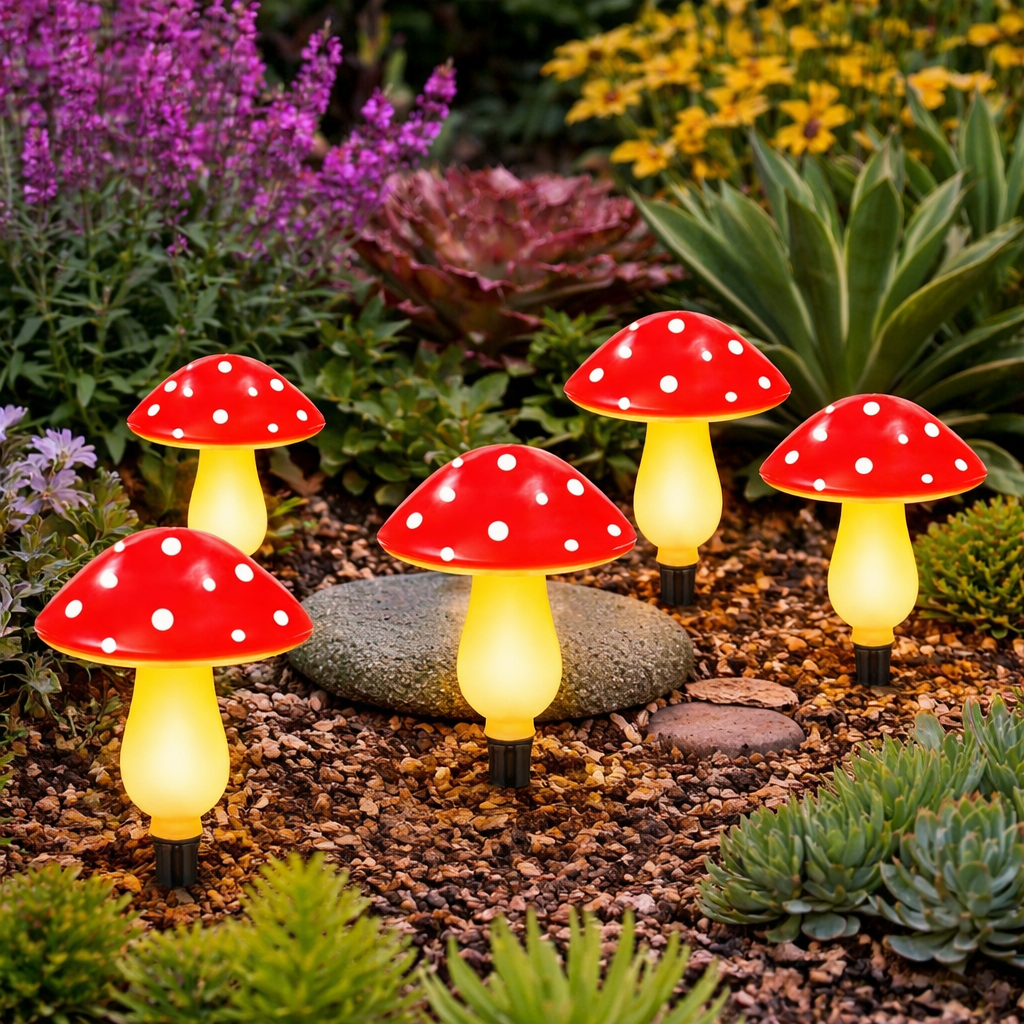 LumosMushrooms | Whimsical Solar Garden Lights Set with Dusk Sensor