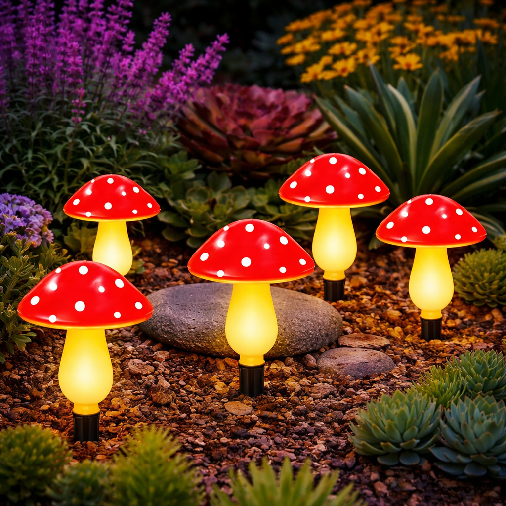 LumosMushrooms | Whimsical Solar Garden Lights Set with Dusk Sensor