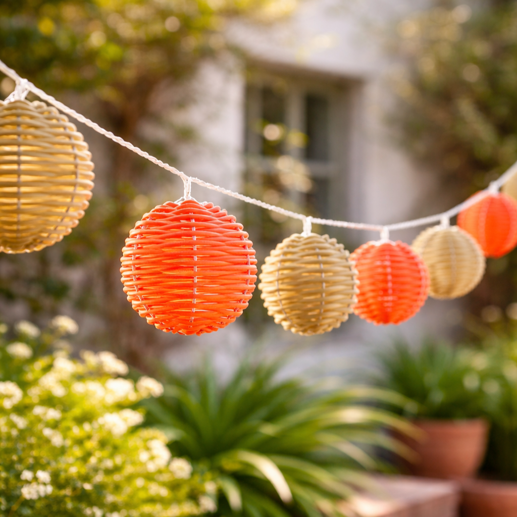 RattanGlow | Charming Warm White Solar Fairy Lights Outdoor Set